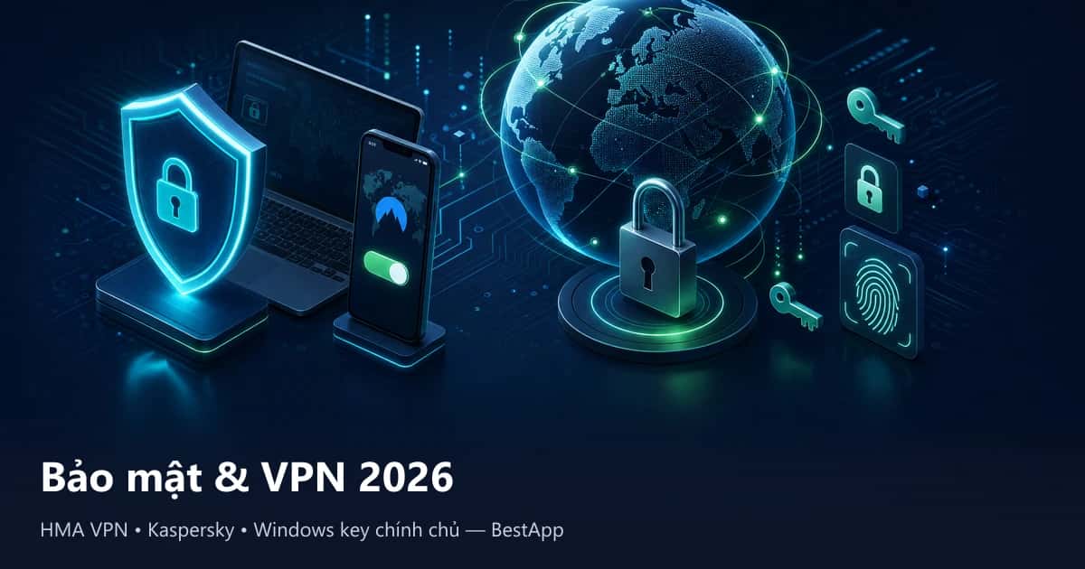 Bảo mật mạng cho người Việt 2026: VPN, diệt virus, bản quyền Windows