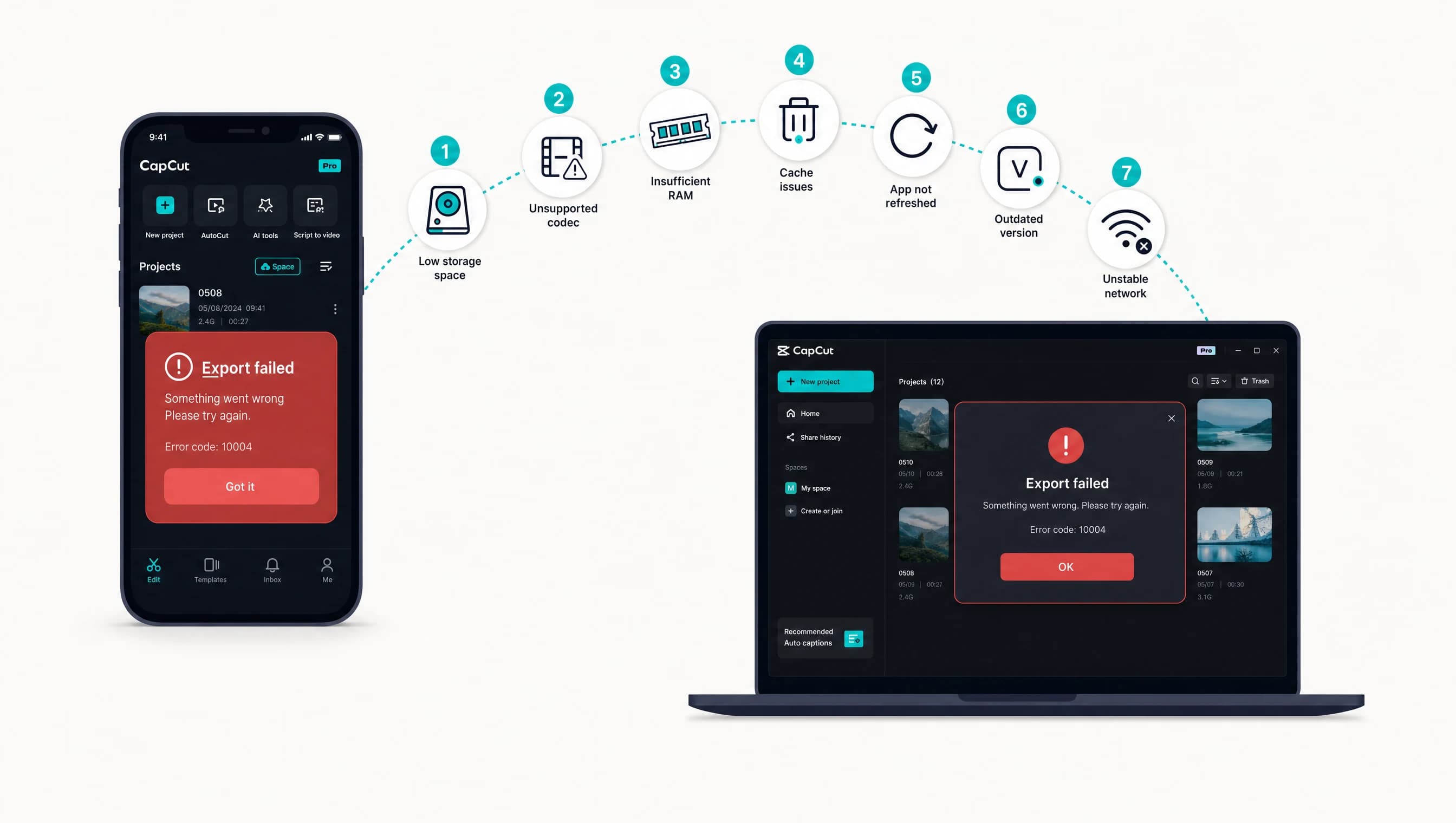 CapCut Pro không xuất được video 2026: 7 nguyên nhân và cách khắc phục cho điện thoại + máy tính